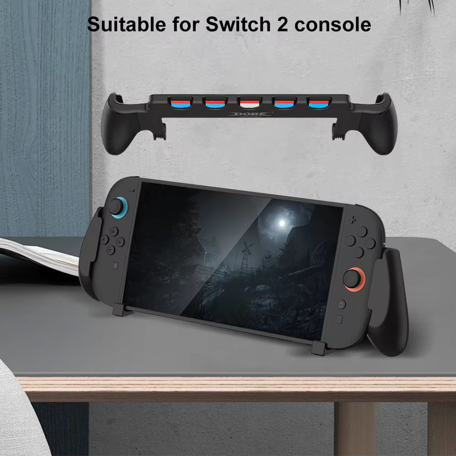 ALLOET Ergonomischer Griffhalter für Nintendo Switch 2 mit Ständer und 5 Spielkartenfächern in Schwarz - Bild 4