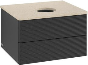 V&B Waschtischunterschrank Antao mit Frontstruktur und Beleuchtung in Blau, B/T/H: 60 x 36 x 50 cm - Bild 1