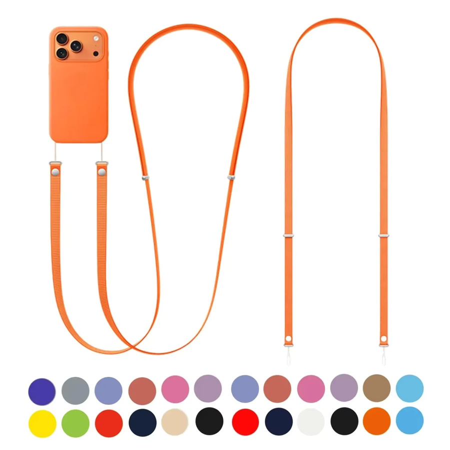Universelles verstellbares Telefon-Lanyard als Anti-Verlust-Crossbody-Gurt mit drehbarer Halterung und Schlüsselanhänger in Blau und Orange - Bild 1