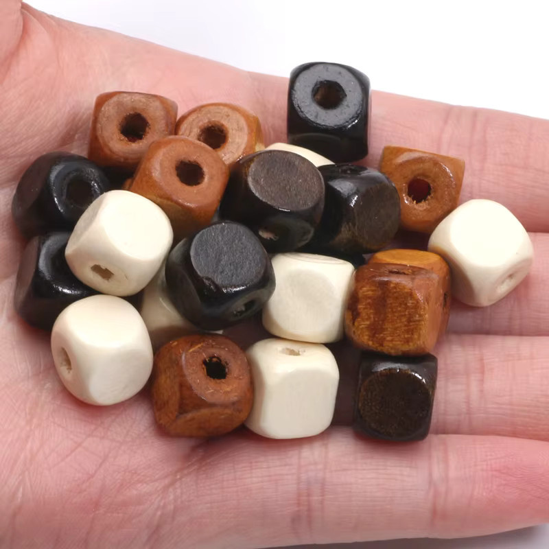 Laudsong Holzperlen, quadratische Würfel, 10 mm, Unisex - Bild 3