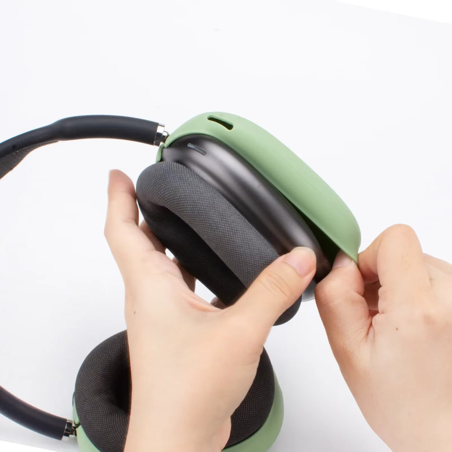 Silikon Schutzhülle für Apple AirPods Max mit Stirnband und Ohrkappen in Rot und Grün - Bild 2