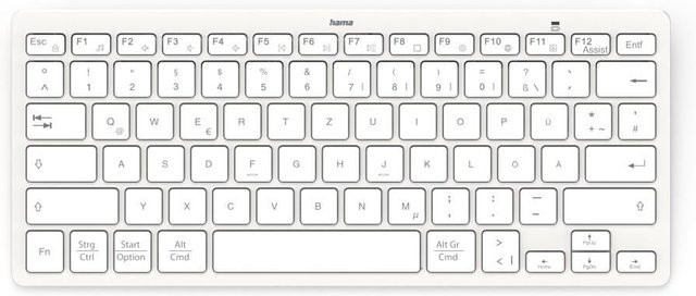 Hama Bluetooth Mini-Tastatur Travel 400, kabellos, Scissor-Technologie, QWERTZ DE, Weiß - Bild 1