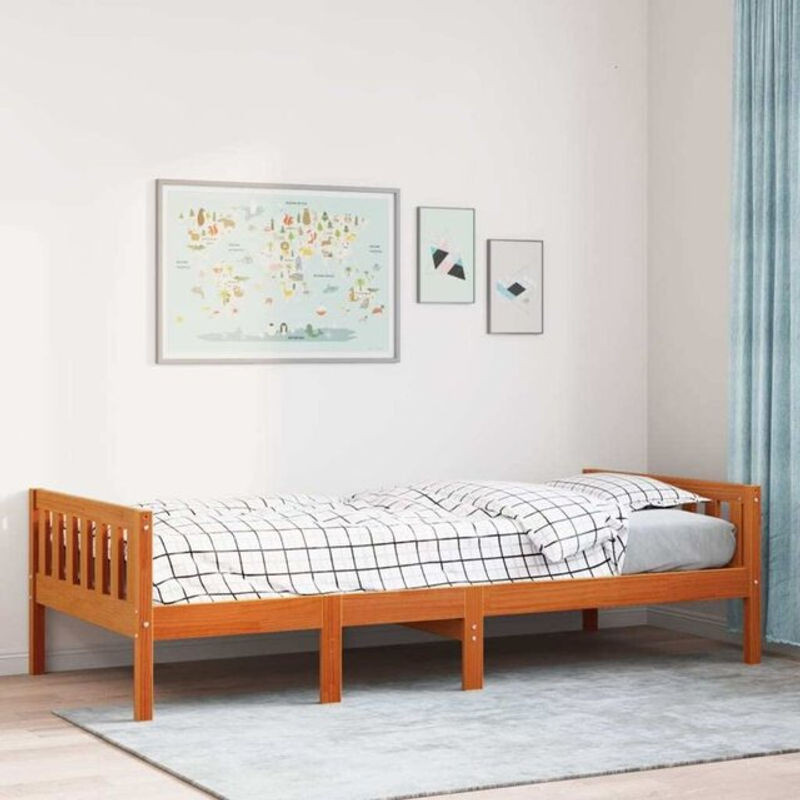 Vidaxl Kinderbett aus Massivholz Kiefer im Landhausstil, Braun, B/T/H: 200 x 90 x 90 cm (ohne Matratze) - Bild 1