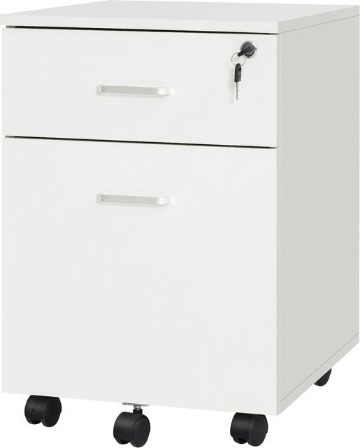 Vinsetto Büroschrank mit 2 Schubladen und Schloss in Weiß, B/T/H: 40 x 49 x 58 cm - Bild 1