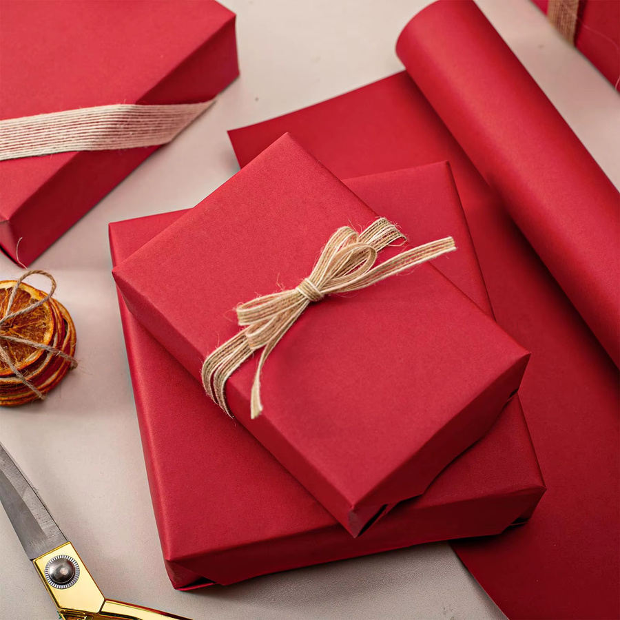 Rote Kraftpapierrolle zum Geschenkverpacken und für Hochzeitsdekorationen, Breite: 30 cm - Bild 3