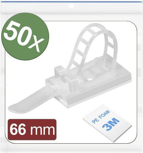 Quadrios 24CA439 Befestigungssockel selbstklebend und schraubbar, Weiß, 50 Stück - Bild 1