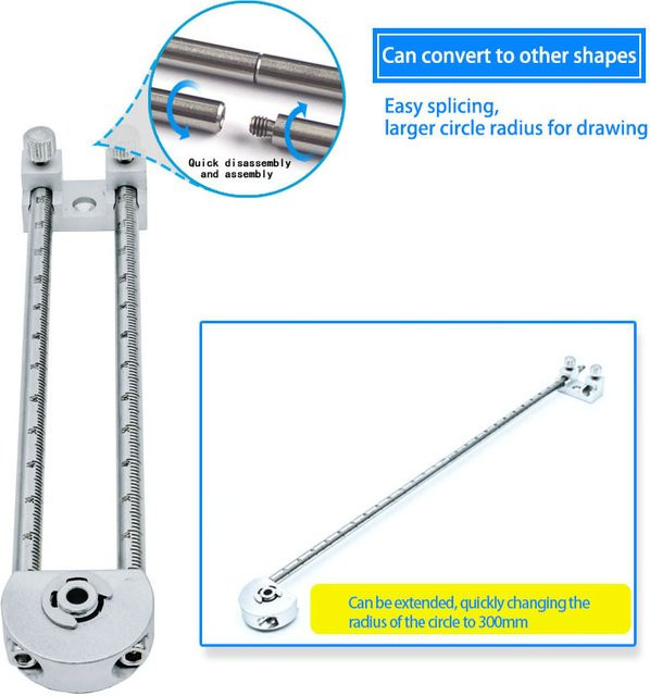 YOMO Verstellbares Kreis-Zeichenlineal aus Metall in Silber für die professionelle Holzbearbeitung und präzise Markierungen - Bild 1
