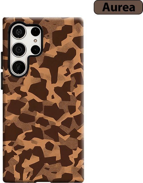 Stoßfeste Doppelschicht Handyhülle mit Tarnmuster in Braun für Samsung Galaxy S26 S25 S24 S23 Ultra Plus - Bild 1