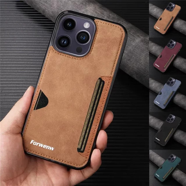 EUCAGR Luxus Leder Handyhülle für iPhone mit stoßfester weicher Rückseite in Grün - Bild 1