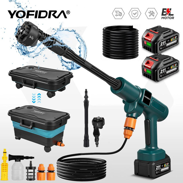 YOFIDRA Bürstenloser Hochdruckreiniger mit 200 Bar und Wasserpistole für Makita 21V Akku zur Auto- und Gartenreinigung - Bild 1