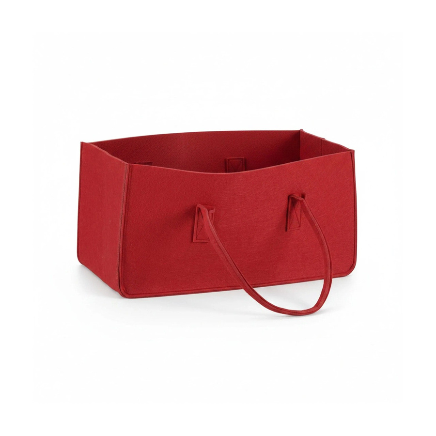 Relaxdays Kaminholztasche aus Filz in Rot mit Henkeln, B/T/H: 25 x 25 x 50 cm - Bild 2