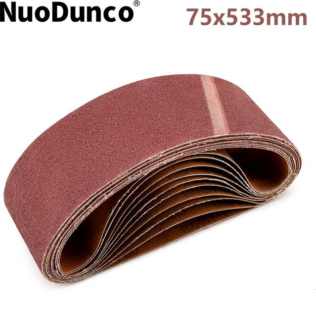 10er-Pack SI FANG Schleifbänder aus Aluminiumoxid für Holz und Weichmetall, Körnung 40-320, B: 75 mm, L: 533 mm - Bild 1