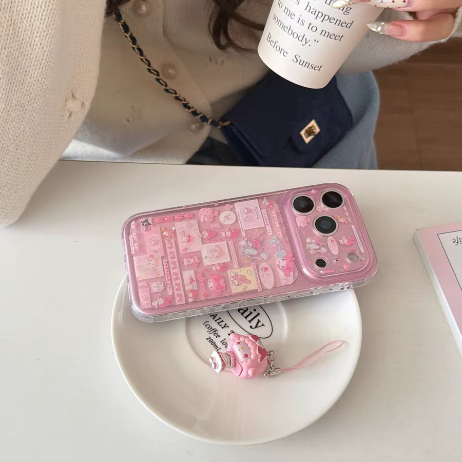 Sanrio Handyhülle Kollagen-Melodie in Pink für iPhone 17 Pro, 16 Pro Max, 15 Pro, stoßfeste Schutzhülle mit Doppelschicht-Design - Bild 3