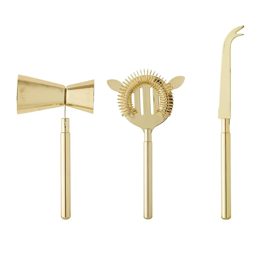 Bloomingville Cocktailset aus rostfreiem Stahl in Gold, 3-teiliges Set - Bild 1