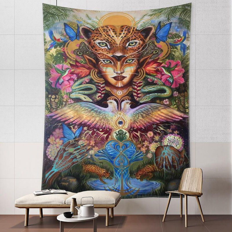 Super Six Wandbehang Abstraktes Leoparden-Motiv im Bohemian-Stil, Mehrfarbig, B: 95 cm, H: 70 cm - Bild 3