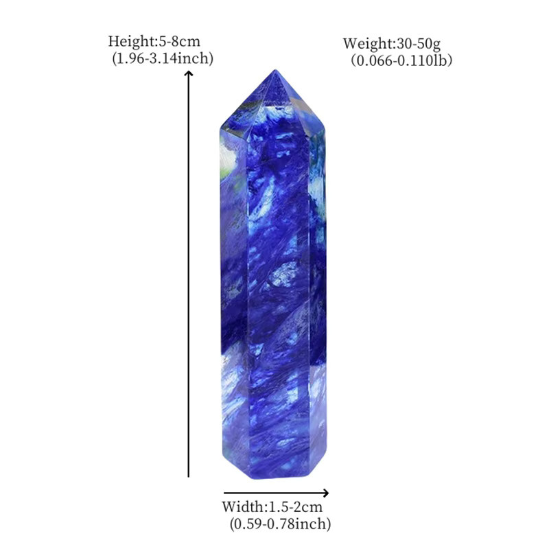 Blauer Quarzkristall-Spitzstab von RYCRYSTAL als Heilstein-Obelisk für Meditation und Heimdekoration - Bild 6