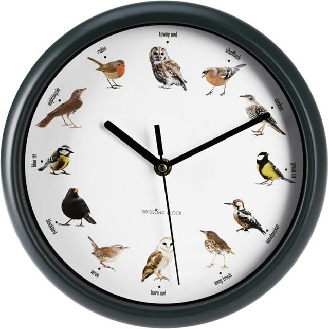 Super Merchant Wanduhr mit Vogelstimmen aus Kunststoff, Durchmesser: 25 cm - Bild 1