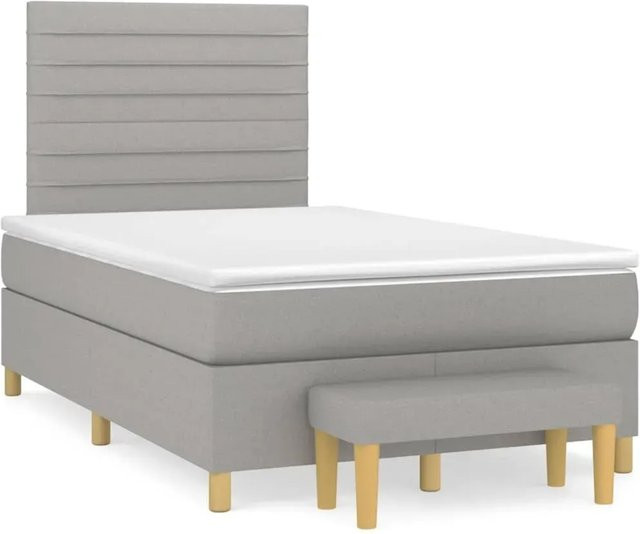 vidaXL Boxspringbett Hybrid mit Matratze und Kopfteil Hellgrau B/T/H: 120 x 200 x 128 cm - Bild 1