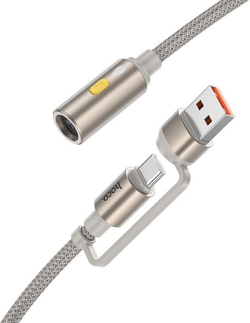 Elektrisches Feuerzeug HOCO UA38B in Gold mit USB-C und USB-A Anschluss, Kabellänge: 0,3 m - Bild 1