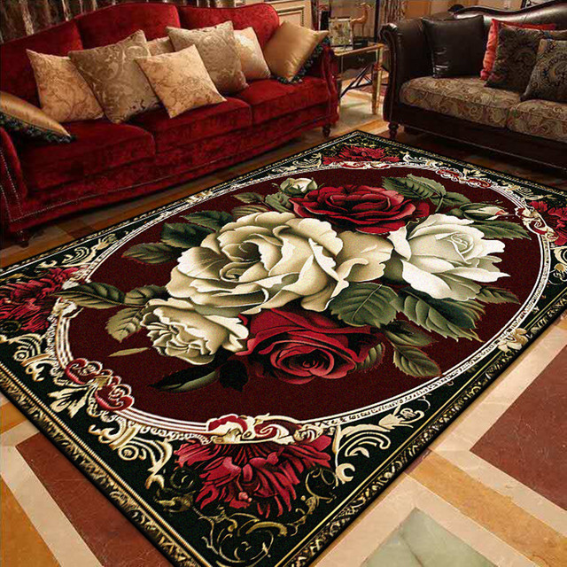 LYAHKAE Wohnzimmerteppich mit floralem Design, rutschfest und waschbar, rechteckig, Multicolour - Bild 1