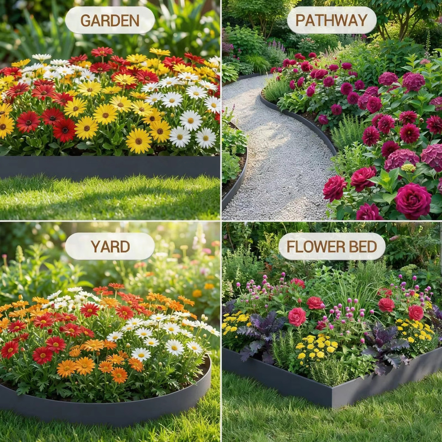 HiMISS Verzinkte Stahl-Rasenkanten aus Metall für Garten und Blumenbeete - Bild 5