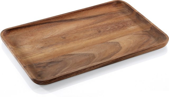 Snackplatte Zassenhaus aus Akazie in Braun, B/T/H: 42,0 x 27,5 x 0,58 cm - Bild 1