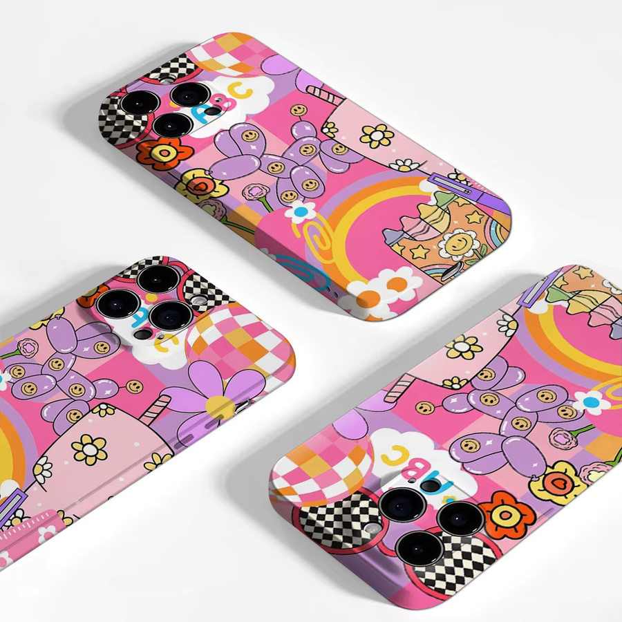 Potdemiel Handyhülle mit Retro-Groovy-Muster für iPhone 11 bis iPhone 17 Pro Max Plus, doppelschichtige Rückabdeckung, multicolour - Bild 3