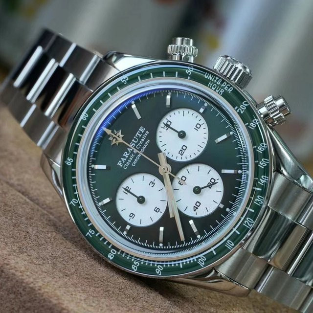 FARASUTE Chronograph, Automatik, Edelstahl, 39 mm, Herren, Schwarz, Silber - Bild 1