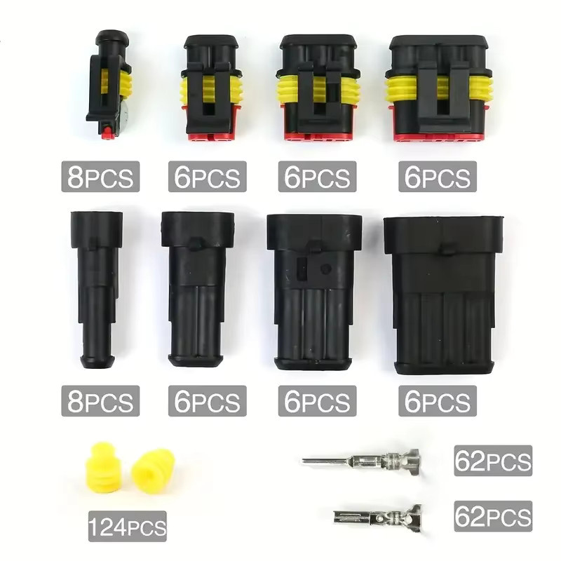 352-teiliges Set wasserdichte elektrische Steckverbinder für KFZ-Verkabelung mit 1, 2, 3 und 4 Pin Steckern (männlich und weiblich) - Bild 2