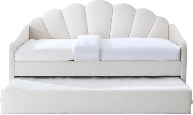Vente-unique Sofabett Elusia in Weiß mit Samtbezug und Ausziehfunktion - Bild 1