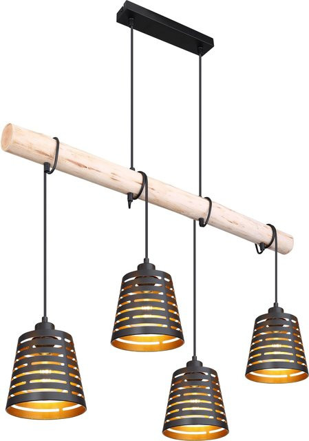 Globo Lighting Hängeleuchte ABLONA Schwarz Matt und Natur, B/T/H: 85 x 17 x 120 cm - Bild 1