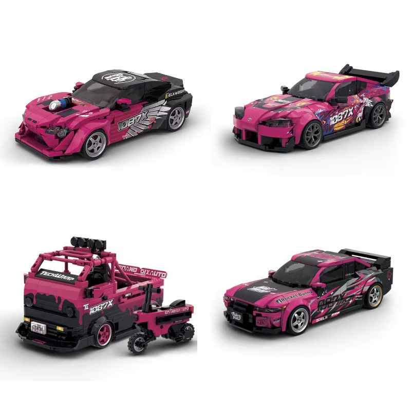 MOC 1087X Drift Fahrzeug Bausteine Set Pink Sport Auto Modell für Kinder und Erwachsene - Bild 3