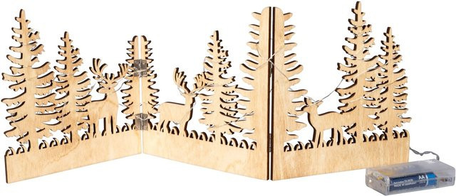 LED-Holzaufsteller viva domo faltbar braun mit Tier-Motiv für den Tisch - Bild 1