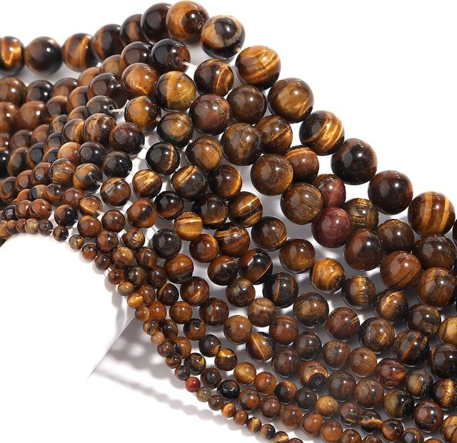 louleur Perlen Tigerauge, Gelb, Runde Perlen, Unisex - Bild 1