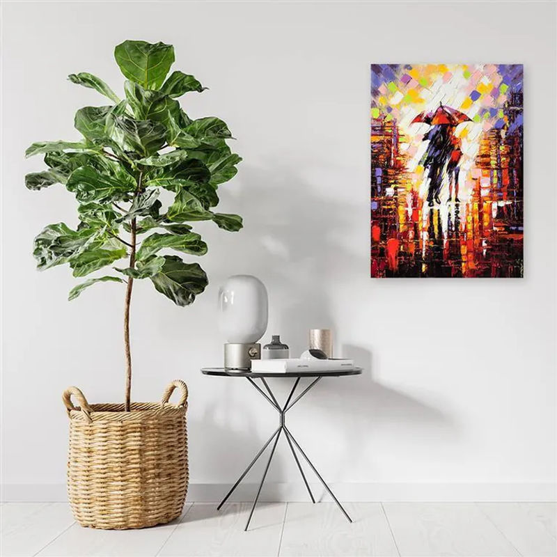 Feeby Leinwandbild Paar im Regen unter einem Schirm, abstrakt, mehrfarbig, B: 40 cm, H: 60 cm - Bild 3