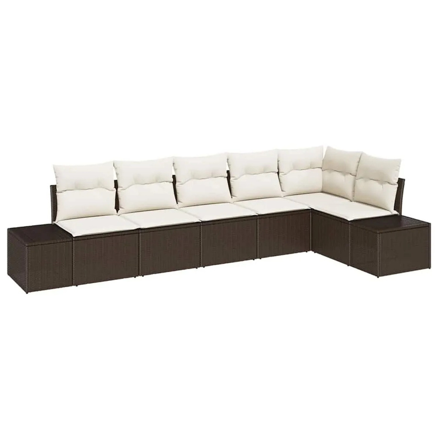 vidaXL Gartensofa-Set aus Poly-Rattan in Braun und Beige mit 6 Teilen, L-Form mit integriertem Stauraum für Kissen und Polsterauflagen - Bild 2