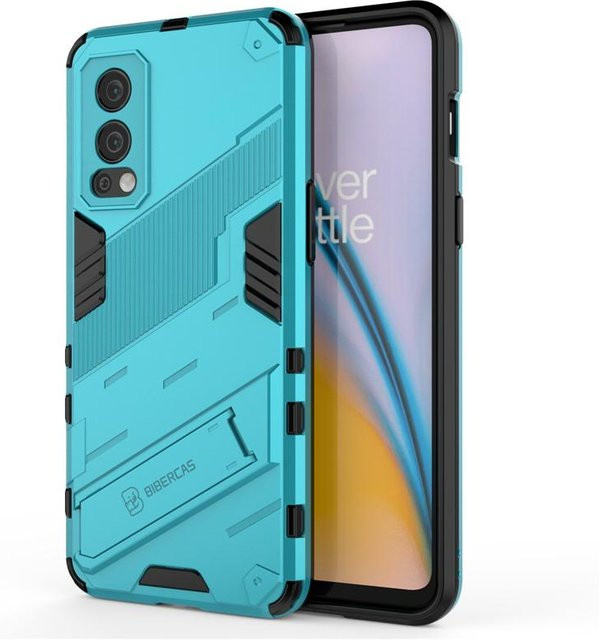 Robuste Panzerhülle für OnePlus Nord 2 5G in Türkis mit magnetischer Autohalterung und Ständerfunktion - Bild 1