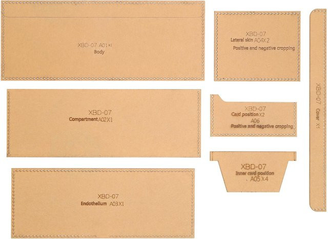 GoolRC 7 Stück Acryl Vorlagen für Geldbörsen und Lederarbeiten, Schneidform Set, beige - Bild 1