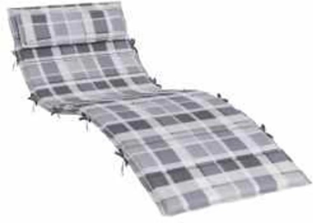 vidaXL Sonnen-Lounger Kissen Plaid in Grau aus Oxford-Stoff, B/B/H: 180 x 60 x 4 cm - Bild 1