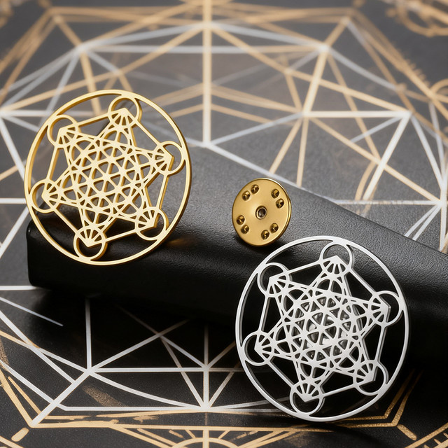 Cazador Anstecknadel Amulett Erzengel Metatron, Edelstahl, Gold, Unisex - Bild 1