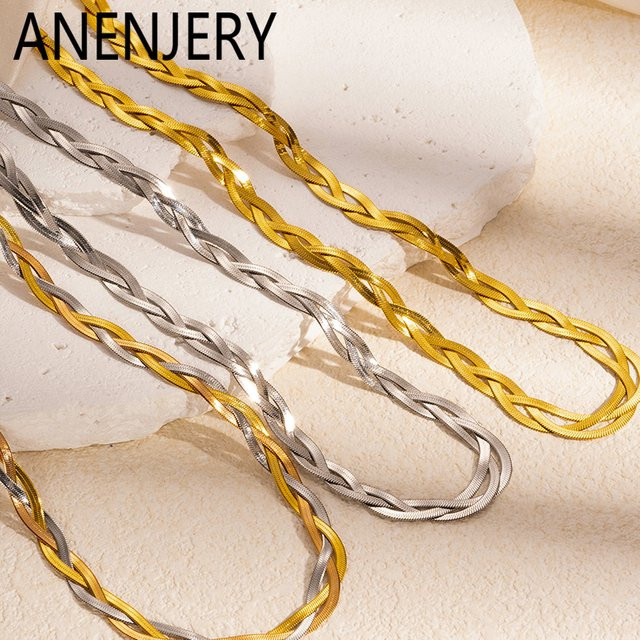 ANENJERY Halskette Armband, Edelstahl, Gold, Damen - Bild 1
