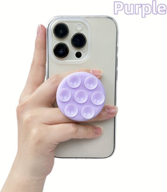 Runder Silikon-Saugnapf-Handyhalter GripTok für Samsung und iPhone in Violett - Bild 1