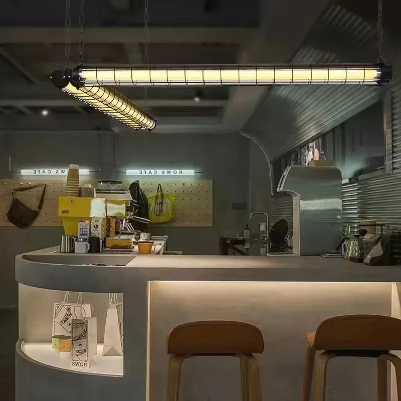 Xiuxiu Amerikanische Retro-Pendelleuchte mit transparentem Glasrohr und Metall, moderne Hängelampe für Wohnzimmer und Home-Office - Bild 2