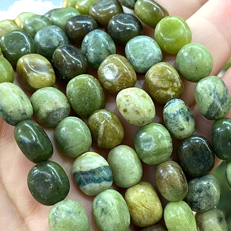 LUOMAN XIARI Spacer Perlen, Grün, Taiwan Jade Jaspis, 15'' - Bild 2