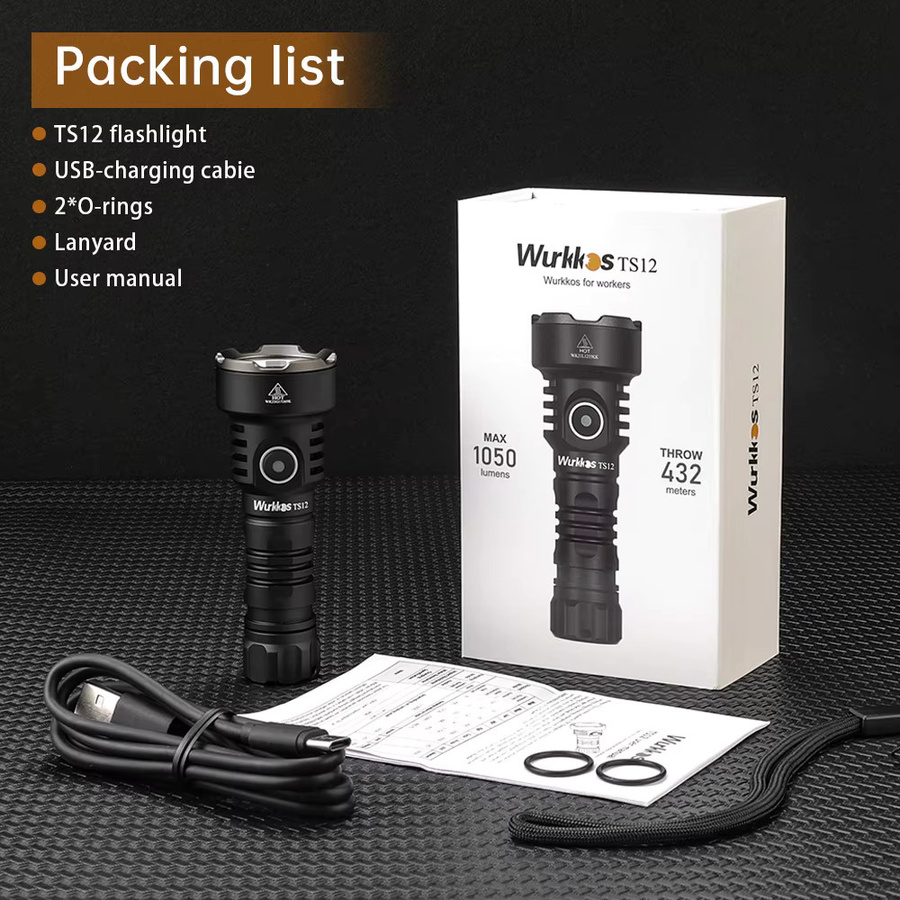 Wurkkos TS12 Mini-LED-Taschenlampe, 1050 Lumen, Schwarz, wiederaufladbar mit Magnet und IP68 wasserdicht - Bild 5