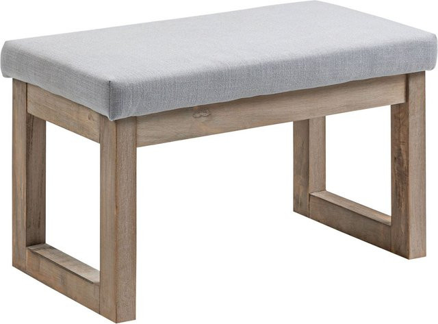 HOMCOM Polsterhocker in Leinenoptik mit Holzbeinen, Grau, B/T/H: 68 x 38 x 42 cm - Bild 1