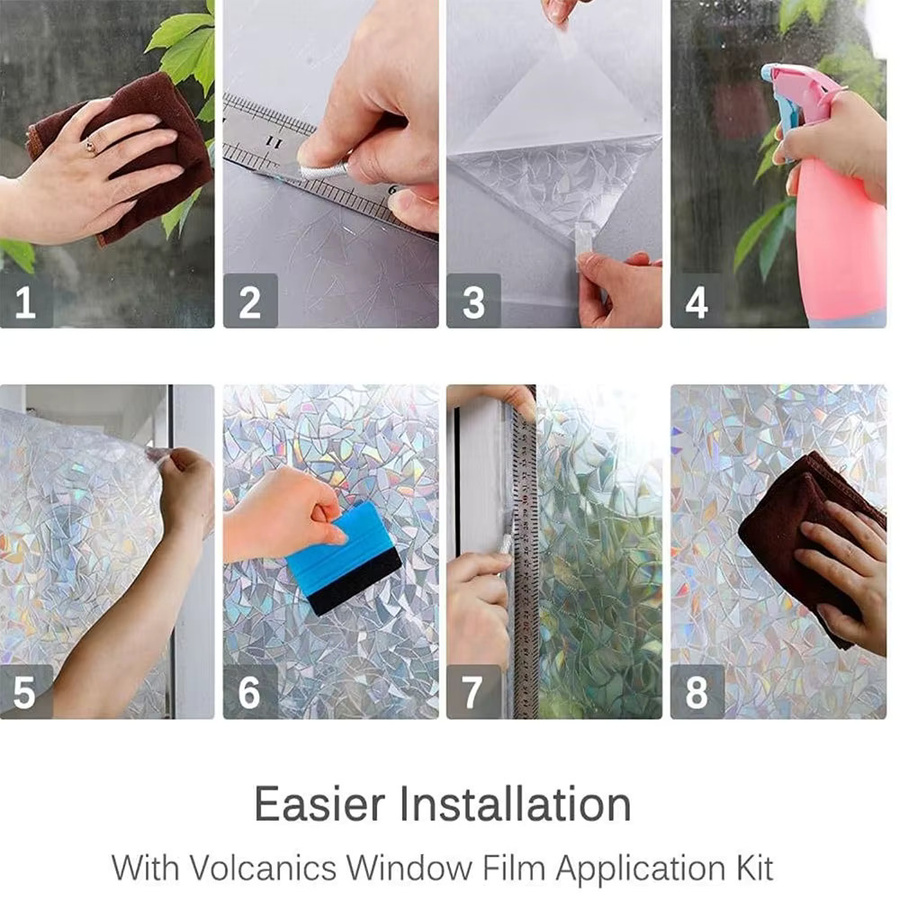Fenster-Sichtschutzfolie Regenbogen-Mosaik-Blume in Multicolour, dekorative florale Aufkleber als statische Buntglas-Tönung, nicht klebend - Bild 1