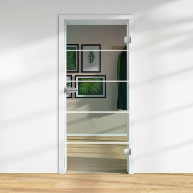 Skyscope Glasdrehtür ESG Floatglas mit Dekor Siebdruck, transparent, Rechtsanschlag, H x B x T: 197,2 x 83,4 x 0,8 cm - Bild 1
