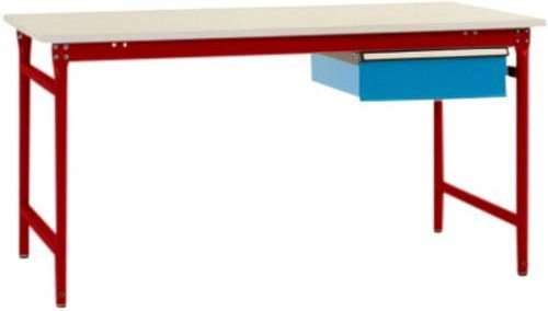Manuflex BB5231.3003 BASIS stationärer Beistelltisch mit Melamin-Platte und Einzelschubfach in Rot-Weiß, B/T/H: 100 x 80 x 78 cm - Bild 1