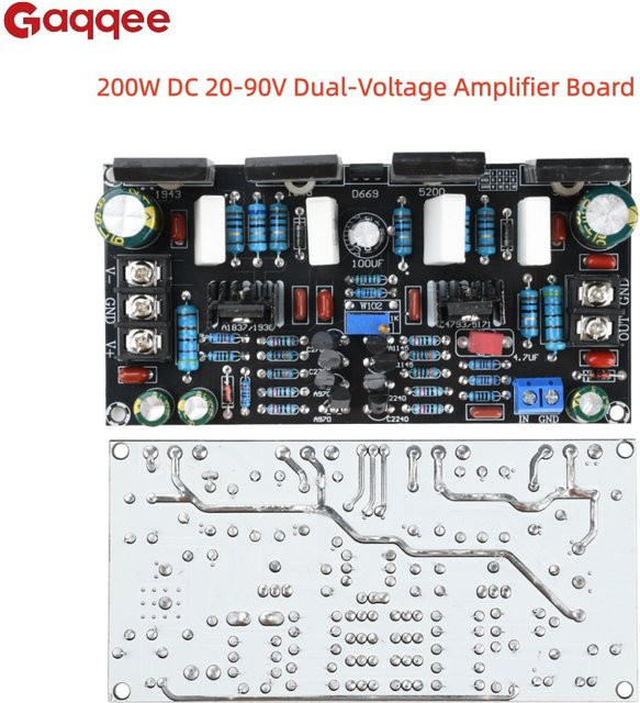 Gaqqee 200 W DC Dual Spannung Mono Röhren-Audio-Verstärker Modul mit 1943 + 5200 Push-Pull Röhren, 20-90 V, Multicolor - Bild 1